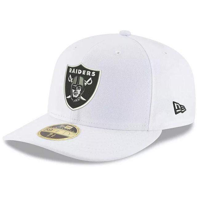 Mens New Era White Las Vegas Raiders Team Logo Omaha Low Profile 59FIFTY Fitted Hat Product Image