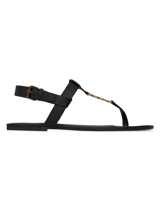 Mens Cassandra Flat Sandals In Smooth Leather With Gold-Tone Monogram Product Image