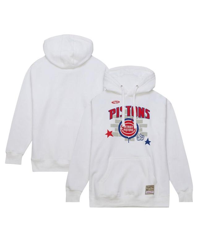 Mens Mitchell & Ness x Tats Cru White Detroit Pistons Hardwood Classics Brick Pullover Hoodie Product Image