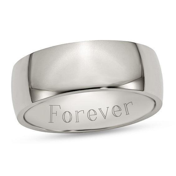 Men's 8.0mm Engravable Wedding Band in Titanium (1 Line) Product Image