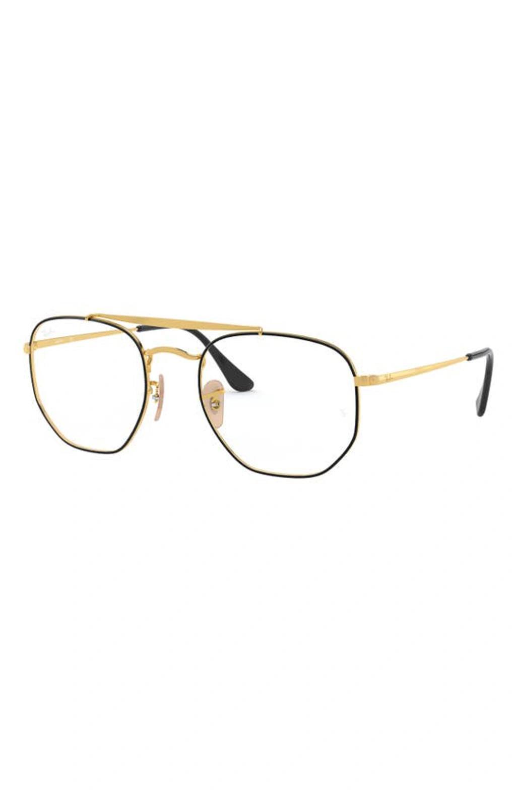 RAY BAN 54mm Square Optical Glasses In Black Gold Product Image