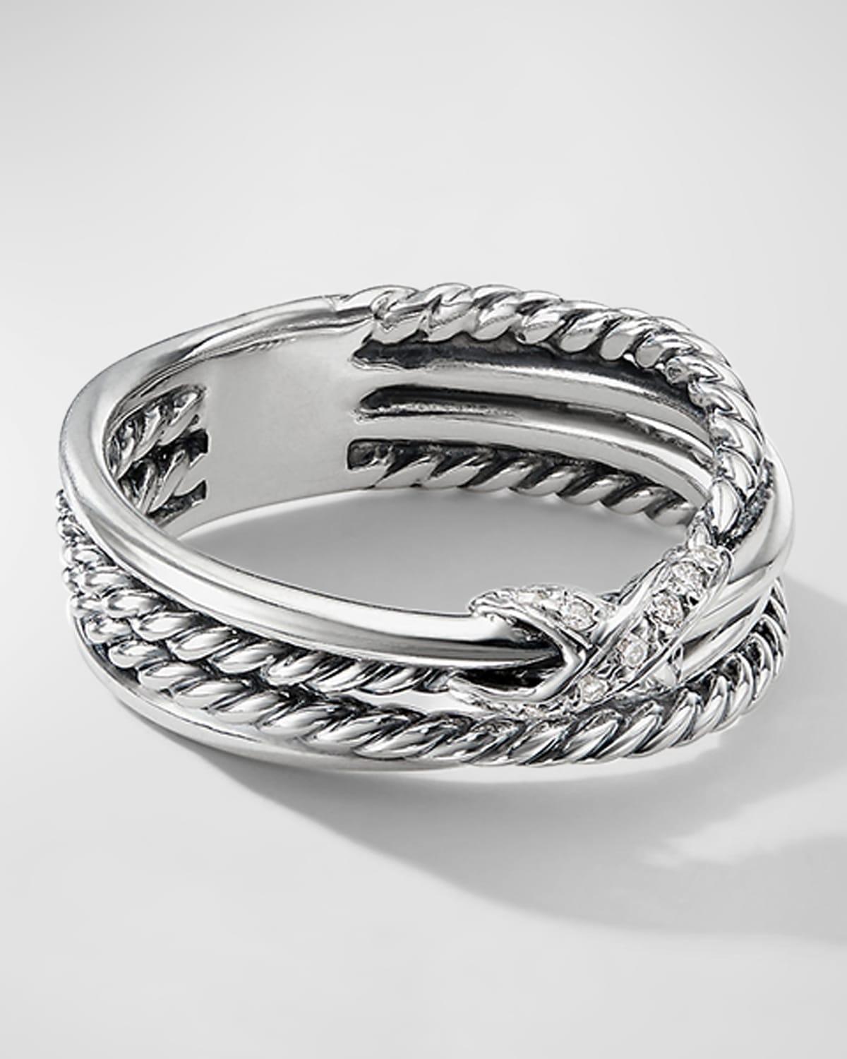 Womens X Crossover Band Ring in Sterling Silver Product Image