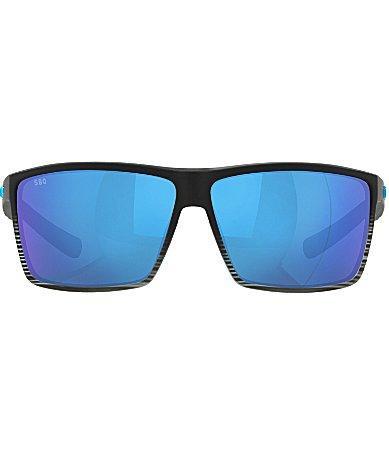 Costa Mens 6S9018 Rincon Mirrored 63mm Rectangle Polarized Sunglasses - Matte Smoke Crystal/Blue Product Image