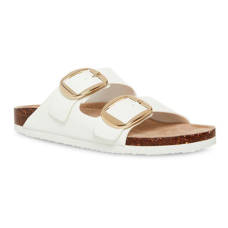 Womens Madden Girl Bodiee Faux-Leather Sandals White Product Image