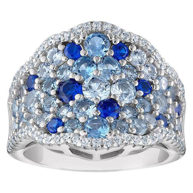 Sterling Silver Blue Cubic Zirconia Pave Ring, Womens Product Image