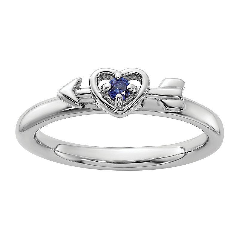 Stacks & Stones Sterling Silver Stackable Gemstone Heart with Arrow Ring, Womens Blue Product Image