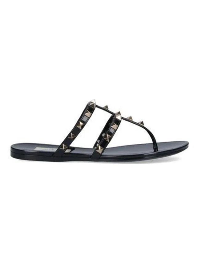 VALENTINO GARAVANI Rockstud Pvc Gladiator Sandals In Nero Product Image