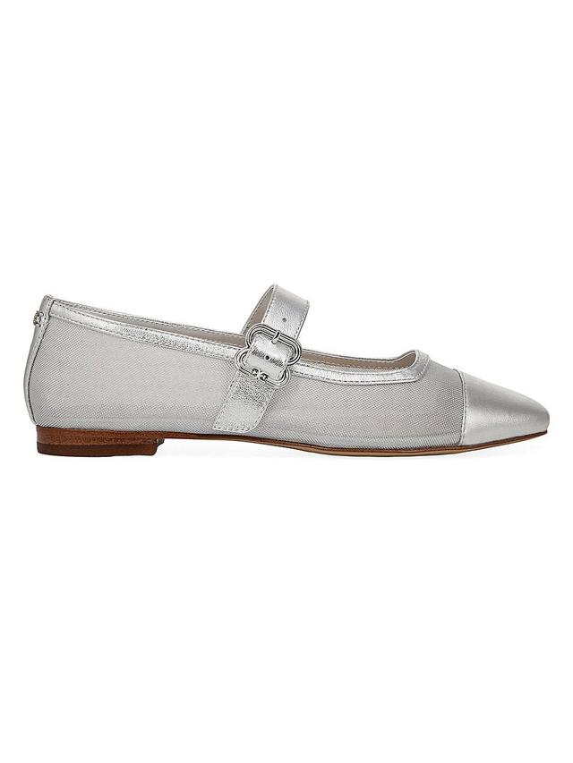 Womens Miranda Leather & Mesh Mary Jane Flats Product Image