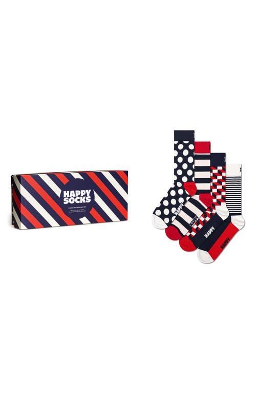 Happy Socks Classic Cotton Blend Crew Socks Gift Box, Pack of 4 - 41-46 - 41-46 - Male Product Image