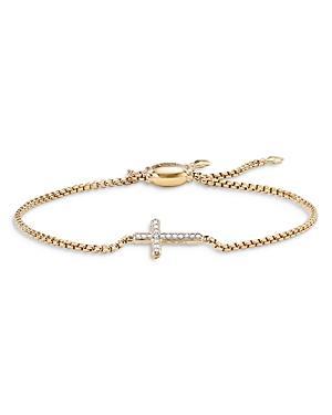 Womens Pav Cross Bracelet With Diamonds In 18K Gold Product Image