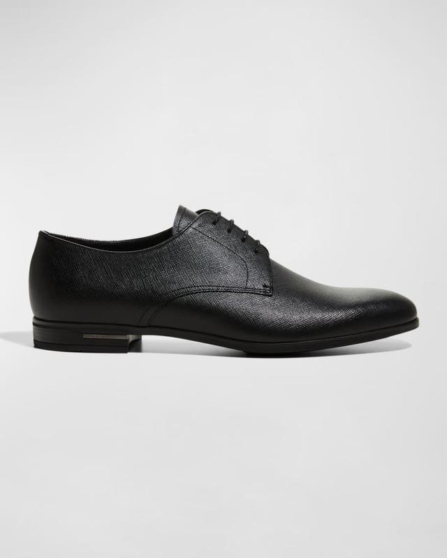 Men's Saffiano Leather Lace-Ups Product Image