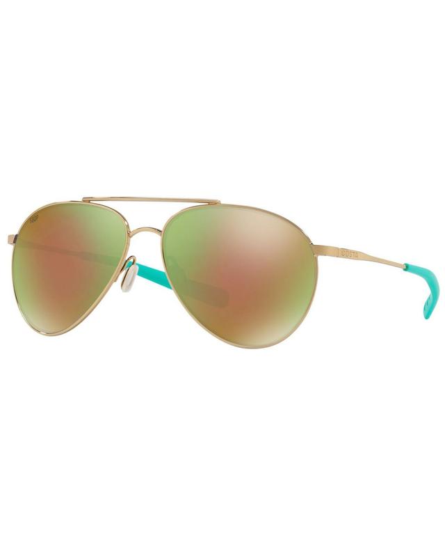 Costa Piper Polarized Aviator Sunglasses - Shiny Gold/Green Mirror Product Image