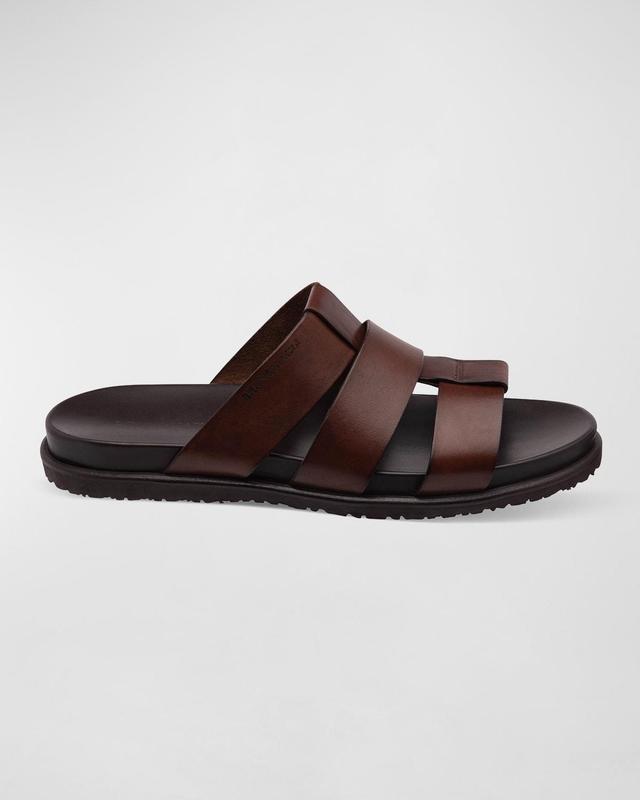 Men's Empoli Three-Strap Leather Slide Sandals Product Image