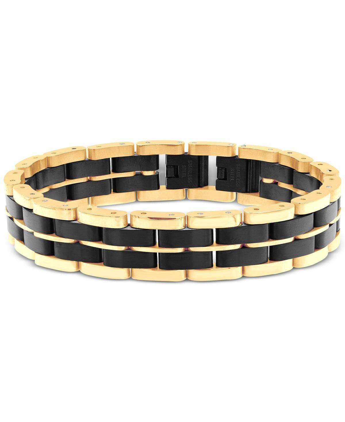 Blackjack Mens Watch Link Bracelet in Blue and Black Ion-Plated Stainless Steel - Yellow Product Image