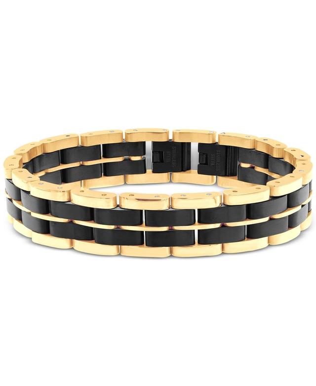 Blackjack Mens Watch Link Bracelet in Blue and Black Ion-Plated Stainless Steel - Yellow Product Image