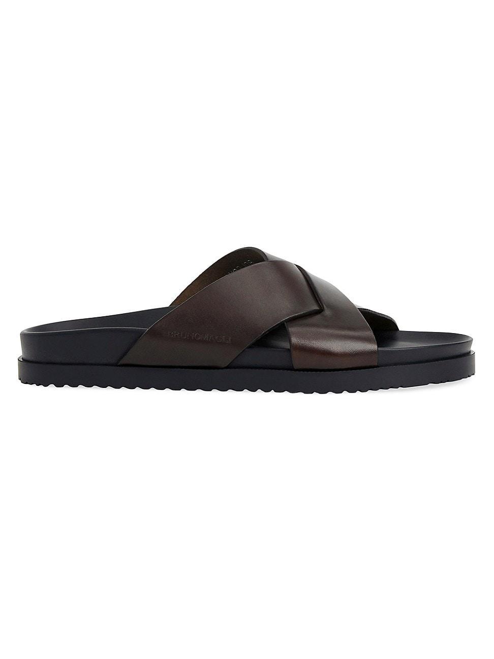 Mens Bologna Leather Crisscross Slide Sandals Product Image