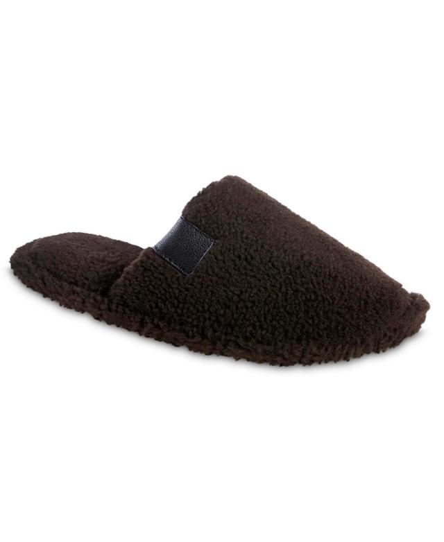 isotoner Memory Foam Berber Garrett Mens Scuff Slippers Dark Brown Product Image