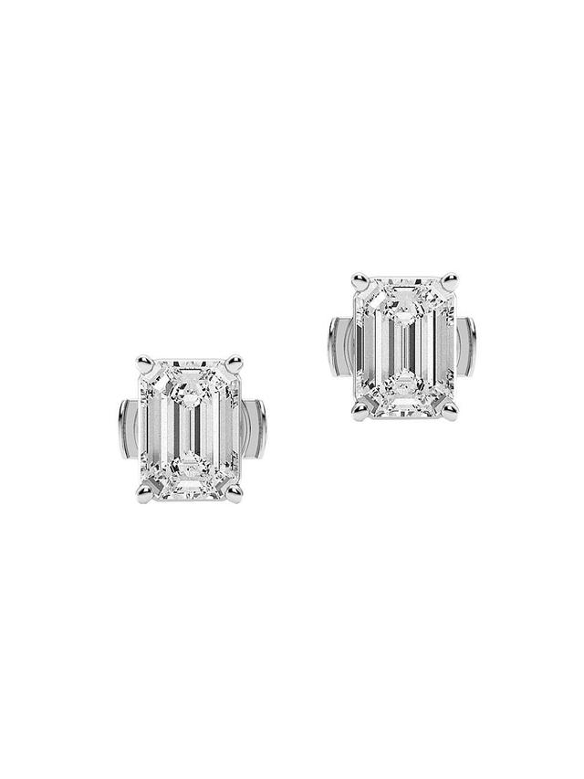 Womens 14K White Gold & 2 TCW Emerald-Cut Lab-Grown Diamond Stud Earrings Product Image