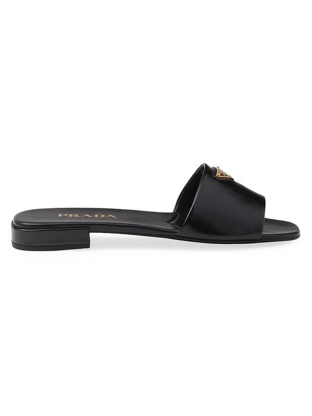 Womens Saffiano Patent Leather Slides Product Image