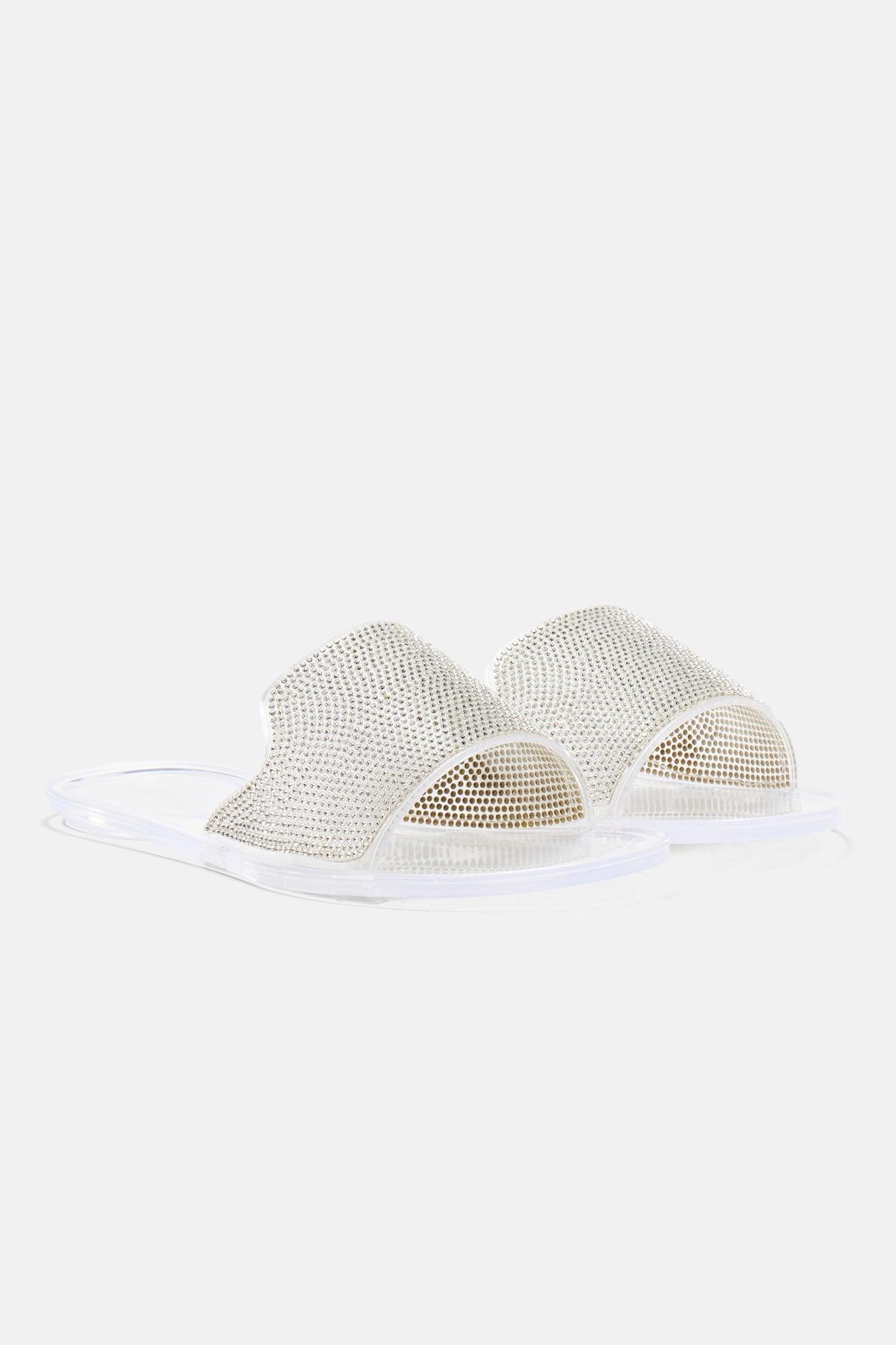 Justyne Embellished Flat Sandals - Clear Product Image