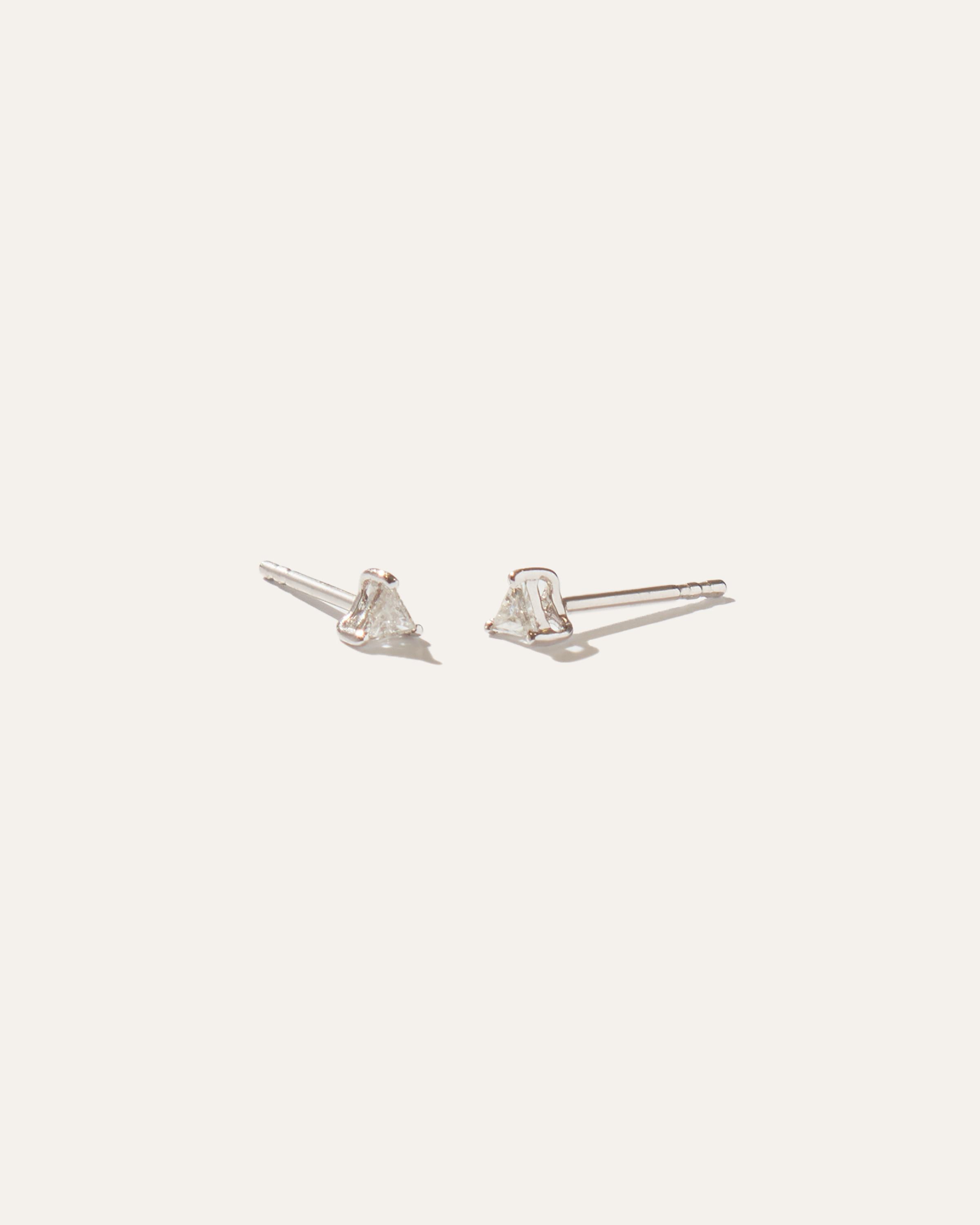 14K Gold Petite Diamond Triangle Sol Studs Product Image