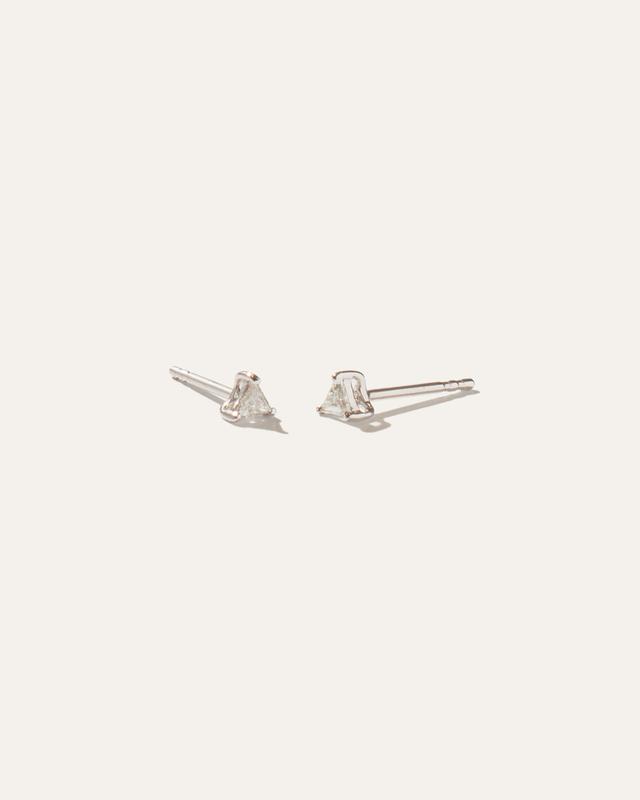 14K Gold Petite Diamond Triangle Sol Studs Product Image