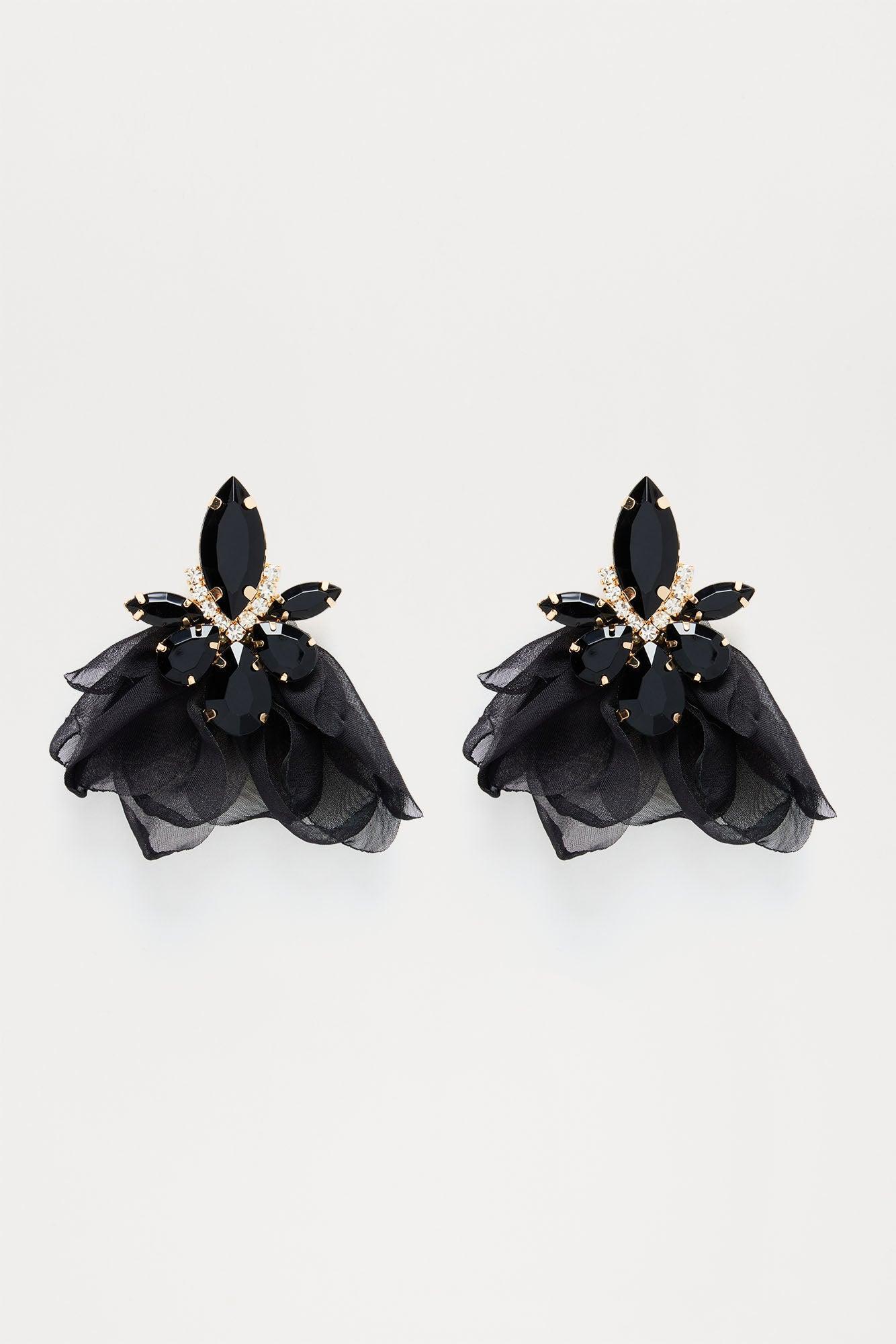 Rose Of Fortune Earrings - Black Product Image