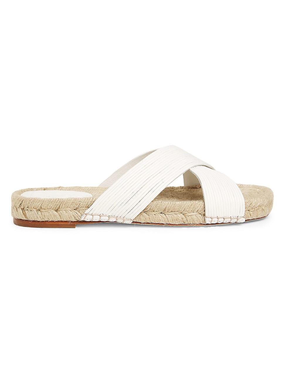 Womens Leather & Raffia Flat Sandals product image