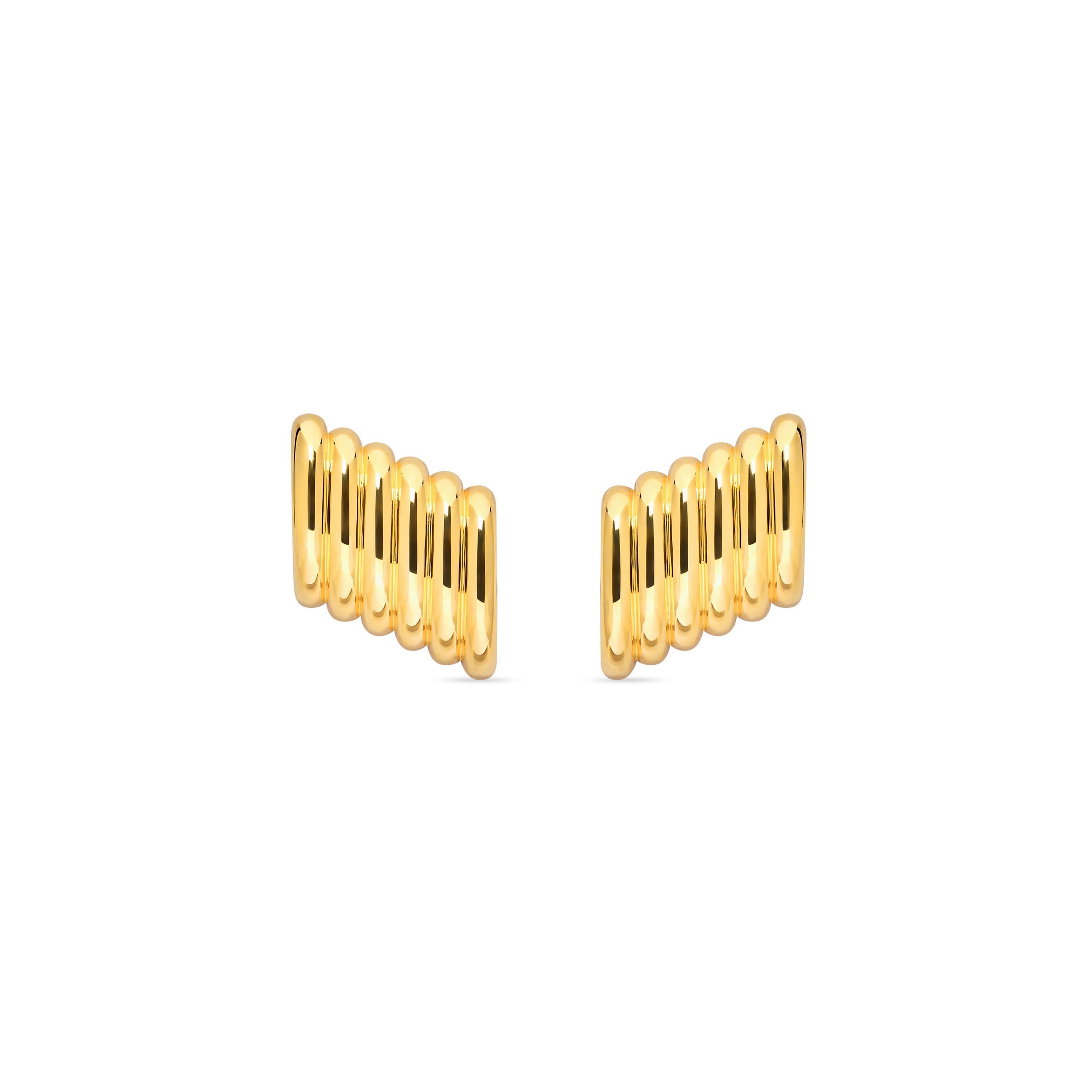 Women's Rib Earrings in Gold Product Image