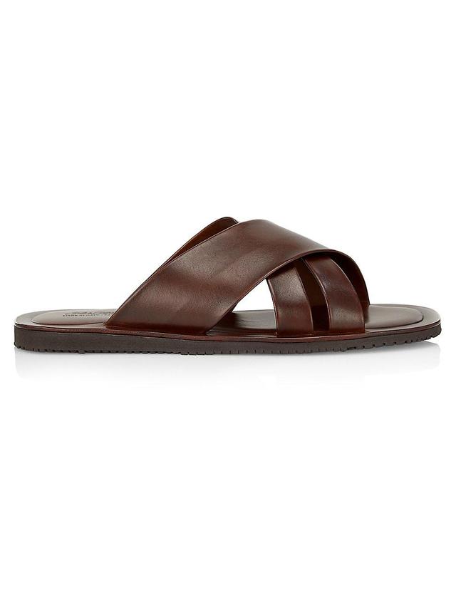 Mens COLLECTION Leather Crisscross Slides Product Image