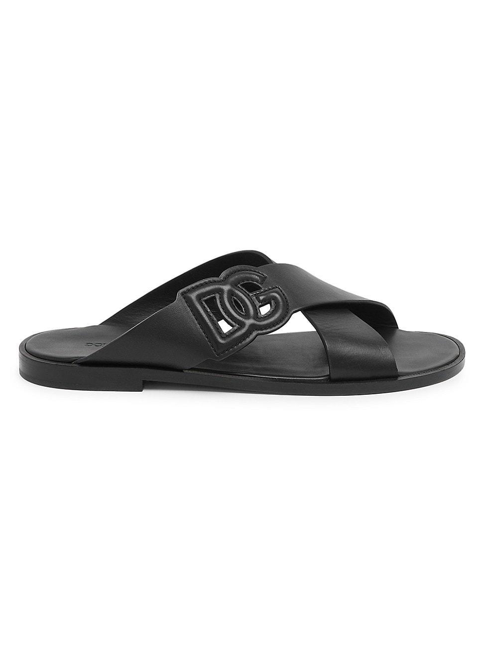 Mens Logo Cut-Out Leather Sandals Product Image