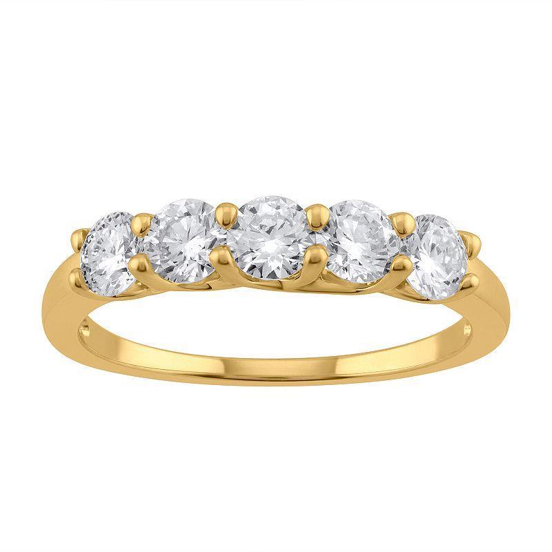 Arctic Clear 1.0 Carat T.W. Lab-Grown Diamond Five Stone Ring, Womens 14k Gold Product Image