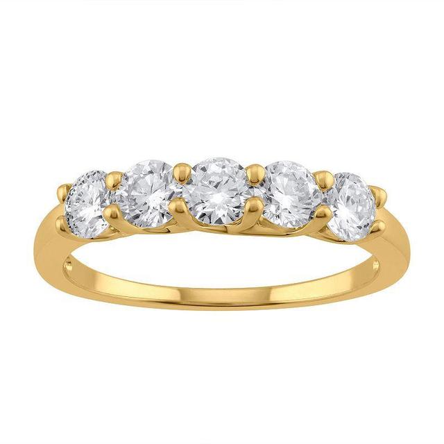 Arctic Clear 1.0 Carat T.W. Lab-Grown Diamond Five Stone Ring, Womens 14k Gold Product Image