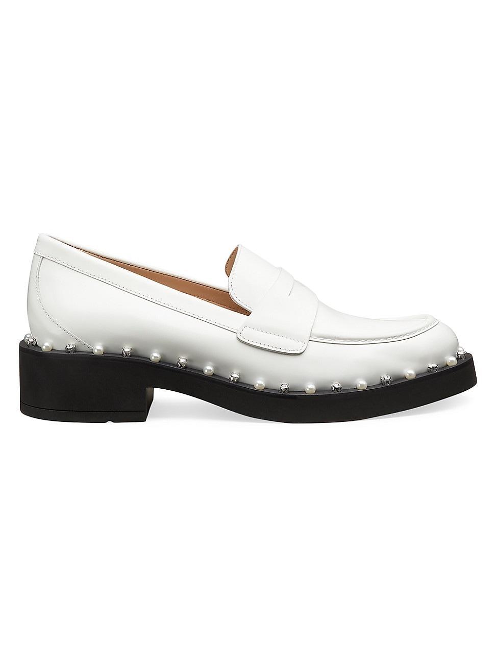 Womens Reverie Embellished Spazzolato Leather Penny Loafers Product Image