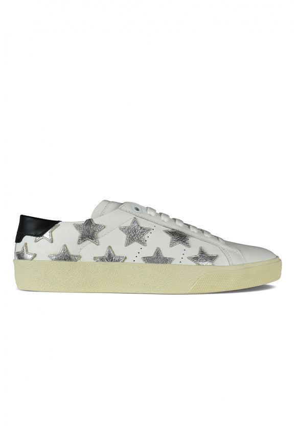 Wolly Soft White Leather Sneakers With Stars In White Black 2 Product Image