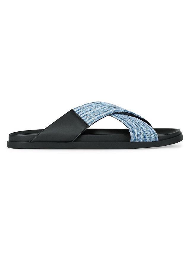 Mens G Plage Flat Sandals with Crossed Straps in 4G Denim Product Image