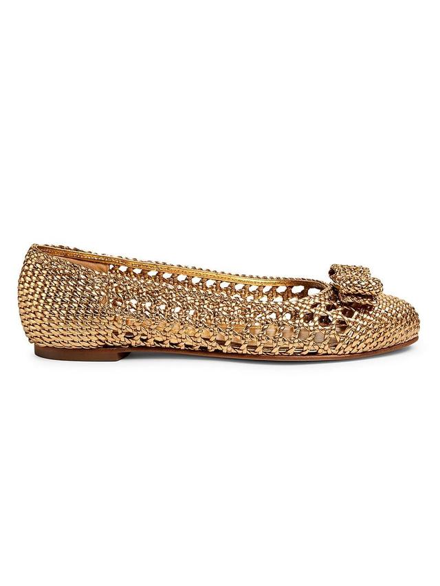 Varina Bow Woven Metallic Ballerina Flats Product Image