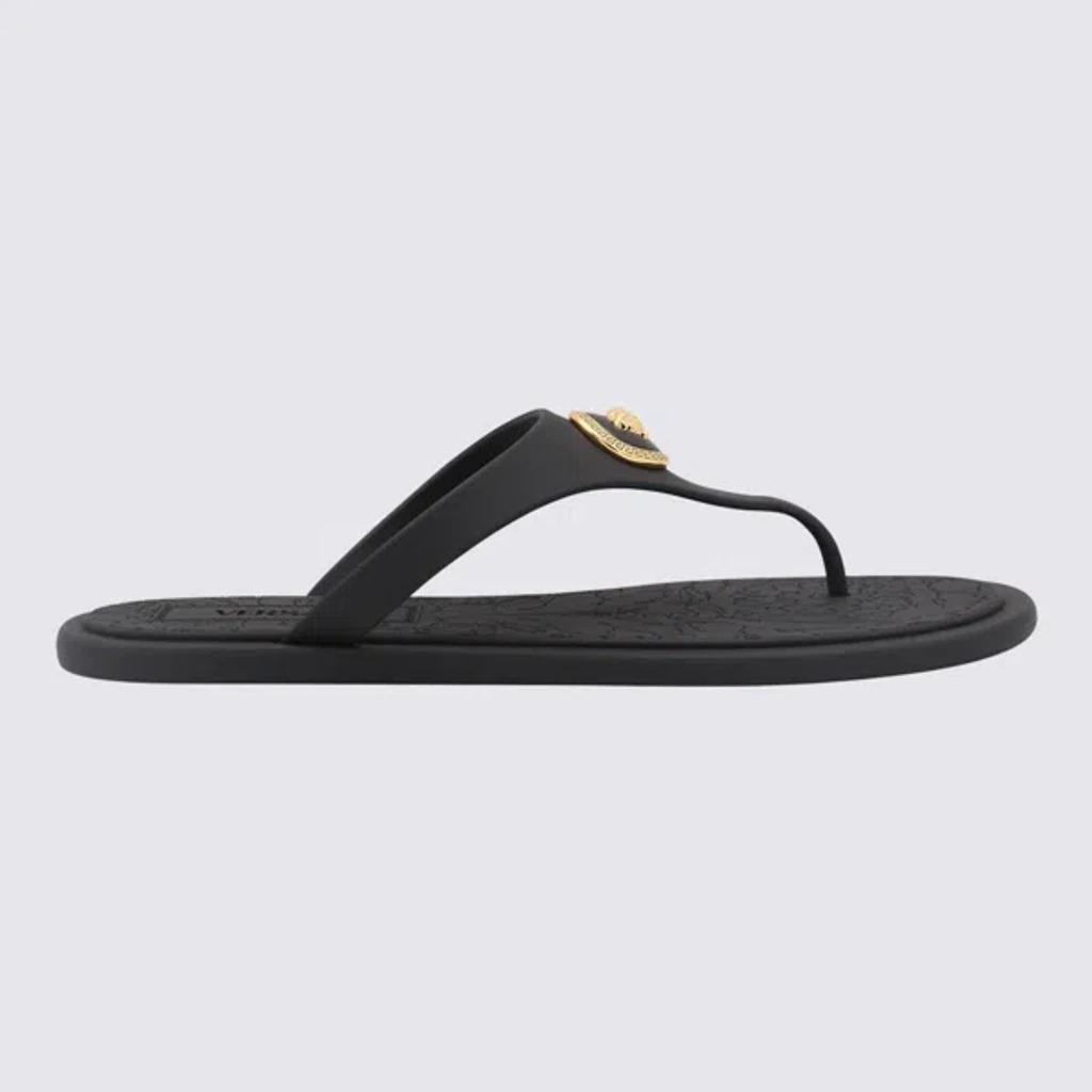 Black Alia Flat Rubber Sandals Product Image