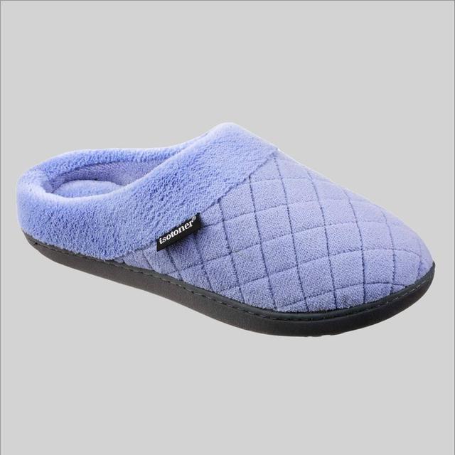 Isotoner Womens Diamond Quilted Microterry Hoodback Slippers - Light Purple Product Image