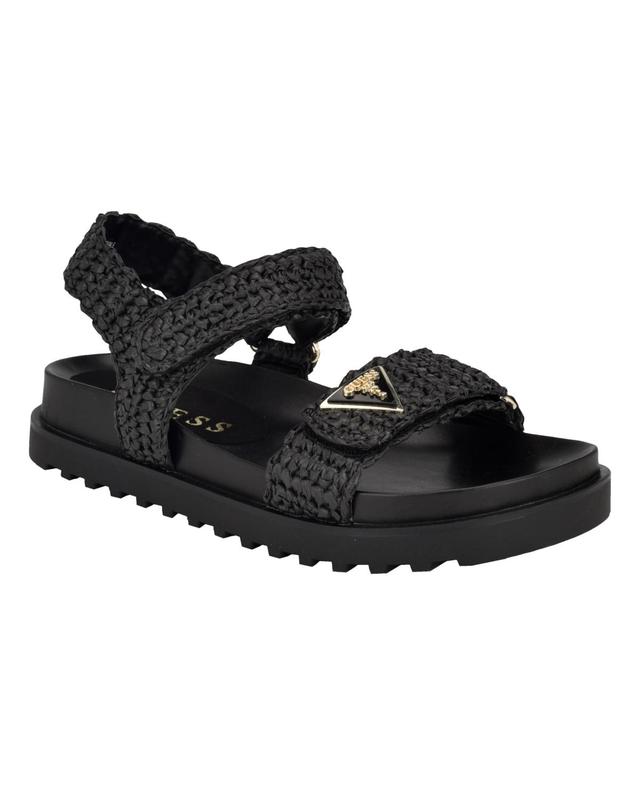 Guess Womens Fabrica Open Toe Slide Footbed Raffia Sandals Product Image