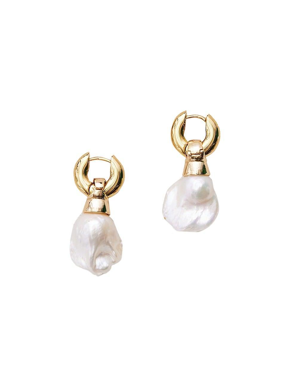 Womens Stina 14K Gold-Plated & Freshwater Pearls Hoop Earrings Product Image