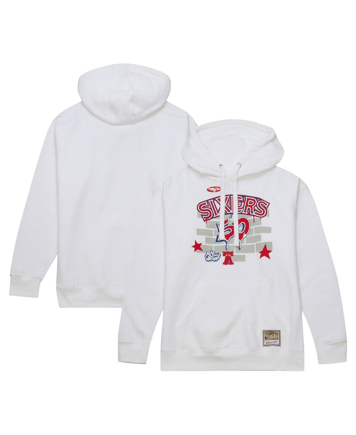 Mens Mitchell & Ness x Tats Cru White Philadelphia 76ers Hardwood Classics Brick Pullover Hoodie Product Image