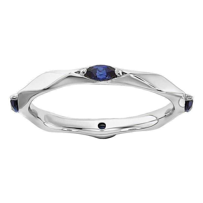 Stacks & Stones Sterling Silver Gemstone Stackable Ring, Womens Created Blue Product Image