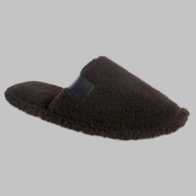 isotoner Memory Foam Berber Garrett Mens Scuff Slippers Dark Brown Product Image