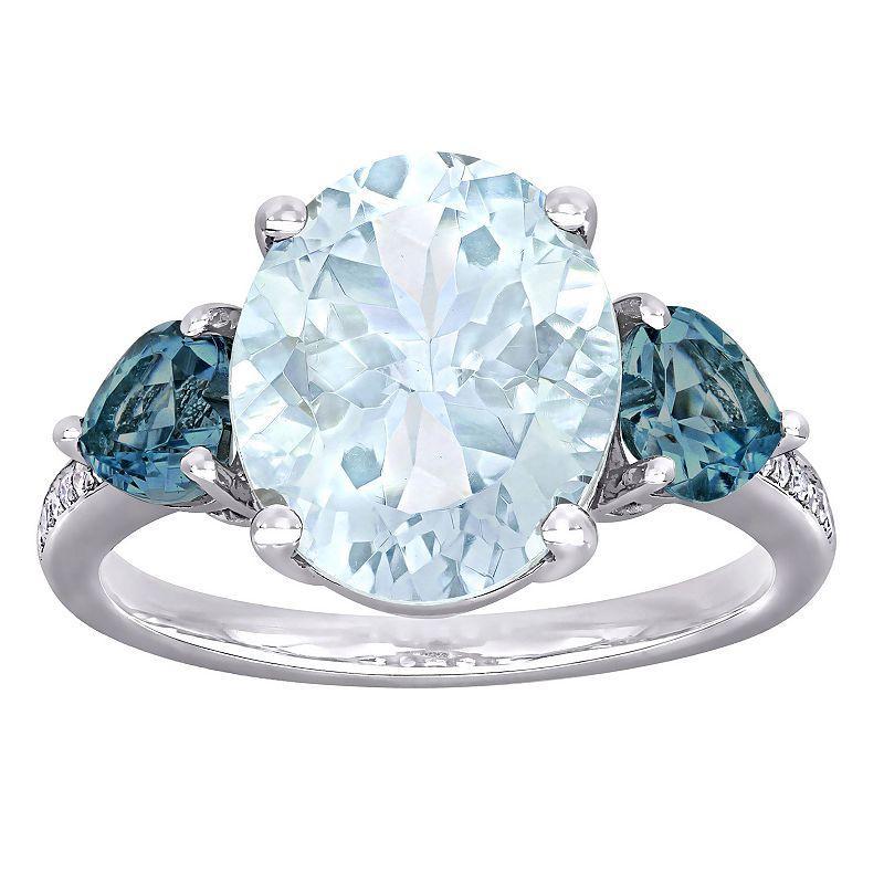 Stella Grace Sterling Silver Aquamarine & Blue Topaz 3-Stone Ring, Womens Turquoise/Blue Product Image