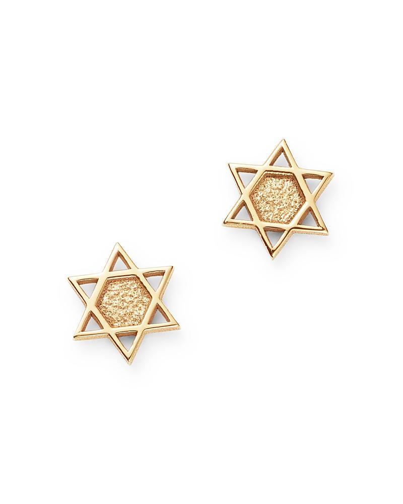 Womens 14K Yellow Gold Itty Bitty Star Of David Stud Earrings Product Image