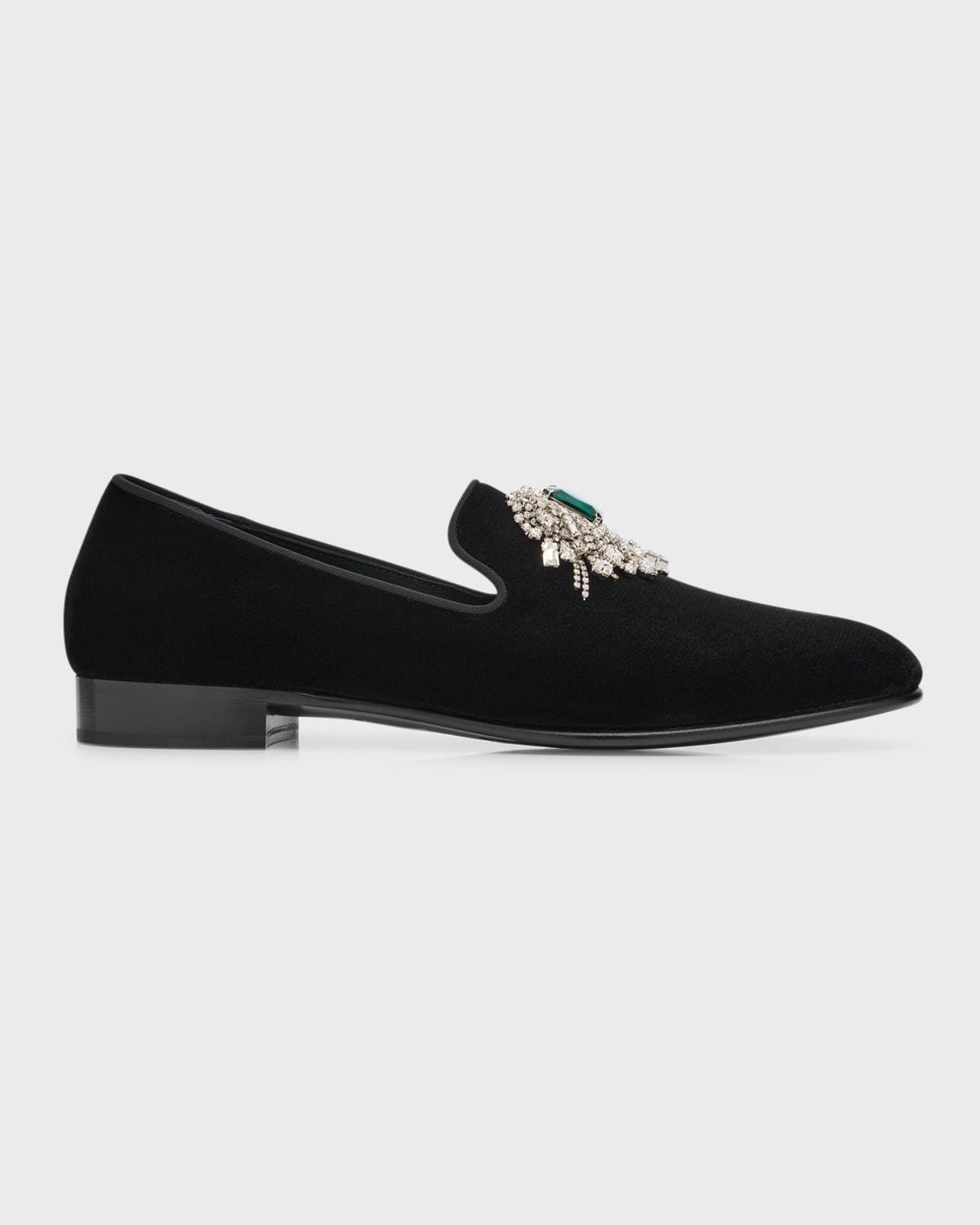 Mens Euphemiee Crystal Velvet Loafers Product Image