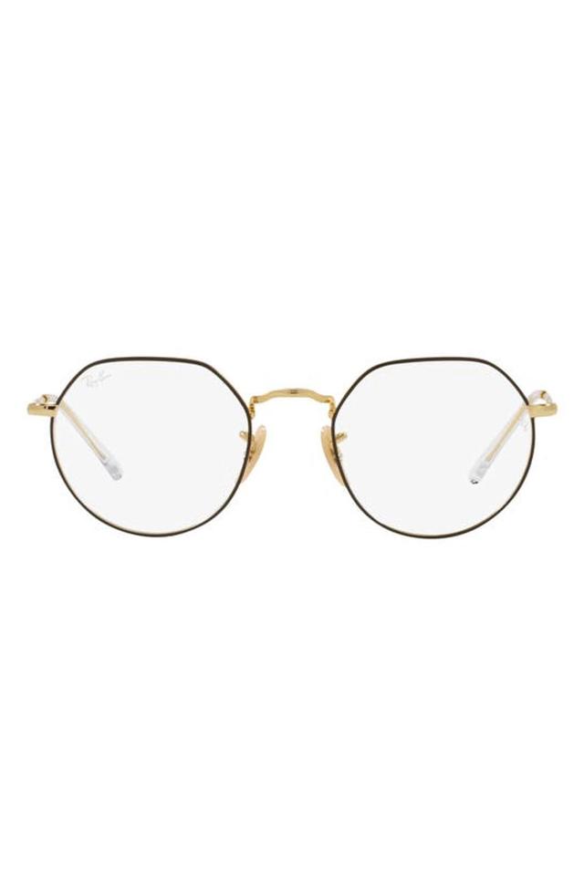 RAY BAN Jack 51mm Hexagonal Optical Glasses In Light Gold Product Image