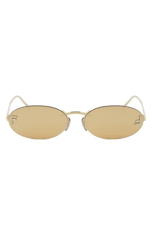 FENDI Embellished Ff Oval Metal Sunglasses In Oro Product Image