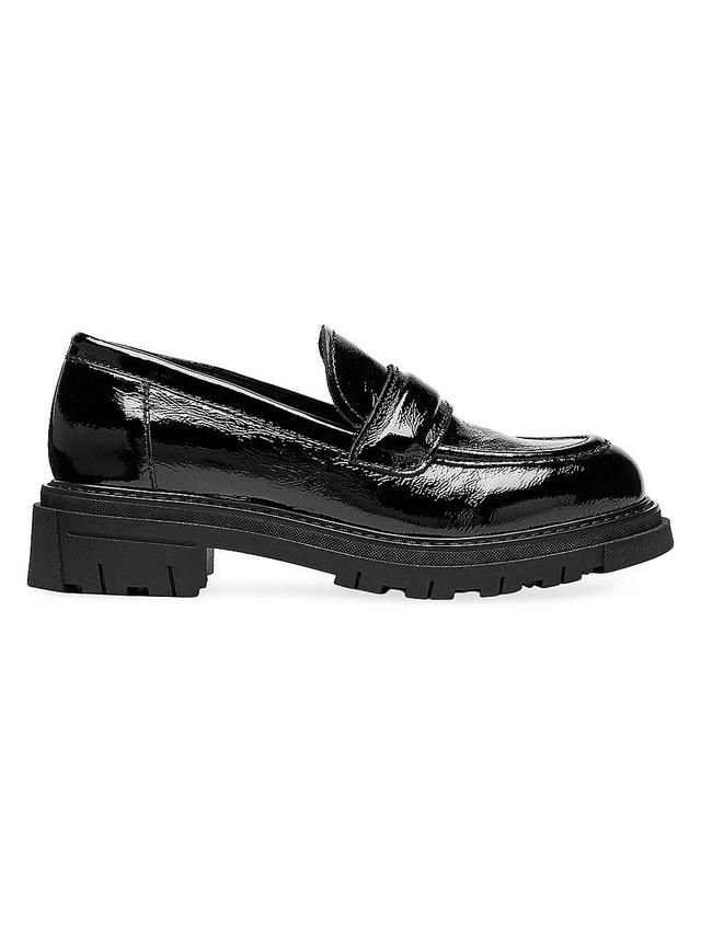 Womens Della Crinkle Leather Lug-Sole Loafers Product Image